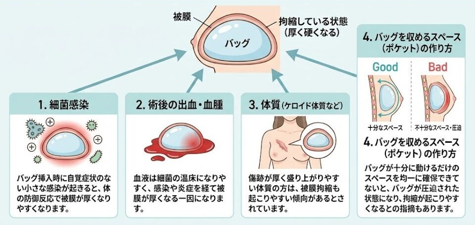 被膜拘縮の原因　イラスト